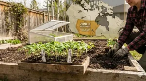 A map of Canada highlighting Zone 3 regions where short-season tomato seeds are essential for a successful harvest.