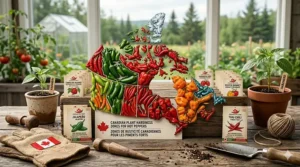 An infographic showing Canadian plant hardiness zones optimized for growing hot peppers from seed.