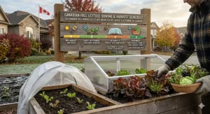 Starting winter lettuce seeds indoors near a window during a Canadian winter for early spring transplanting.