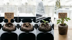 Close-up view of the adjustable vent on a clear humidity dome, showing how to regulate airflow for optimal seedling growth.