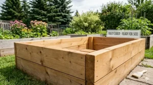 Allowing the sealant to cure completely on the cedar wood before filling the garden bed with soil.
