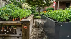 Protecting gardens in Canada with metal raised beds vs wood barriers against pests.