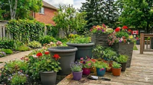 Small plastic pots for urban balconies and tight spaces. / Petits pots en plastique pour balcons urbains et espaces restreints.