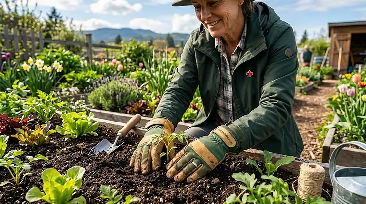 A pair of durable, professional-grade gardening gloves for Canadian gardeners, ideal for spring planting and autumn yard work. best gardening gloves