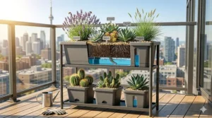 Durable self-watering planter for Canadian summers / Jardinière à auto-arrosage durable pour les étés canadiens.
