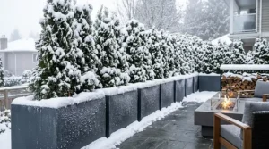 Frost-resistant fiberglass planters designed to withstand harsh Canadian winter conditions.