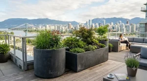 Frost-resistant extra large outdoor planters for Canadian winters.