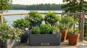 Eco-friendly self-watering planters for vacation for Canadian homes.