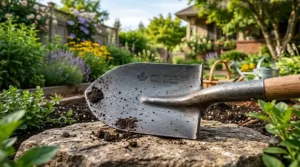Ergonomic garden shovel handle designed for comfort during long gardening tasks.