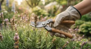 Detailed diagram of a complete professional garden tool set including pruners, trowel, and cultivator for home gardeners.