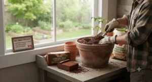 Sustainable gardening practices in Canada featuring coco coir as an eco-friendly alternative to peat moss.