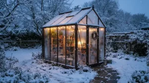 An 8x10 greenhouse for small farms operating in snowy Canadian conditions for four-season growing.